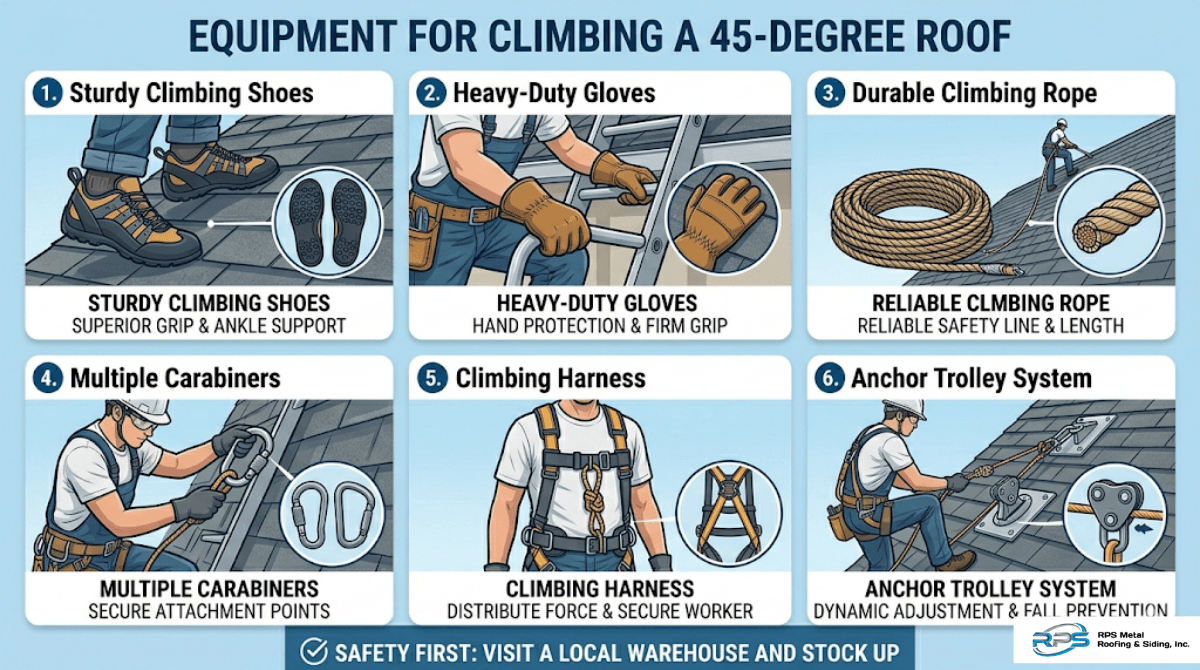 climb on a roof equipment